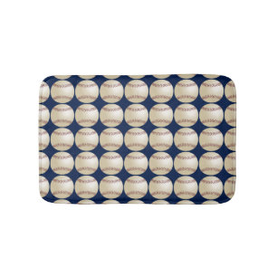 Baseballs Blue or Choose Your Colour Plush Bath Mat