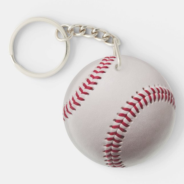 Baseballs - Customise Baseball Background Template Key Ring (Front)