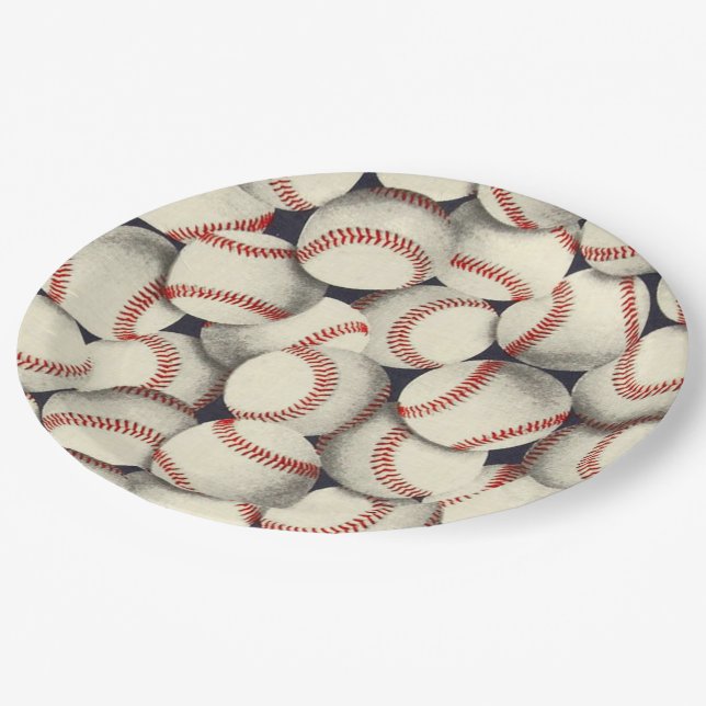 Baseballs En Masse Paper Plate (Angled)