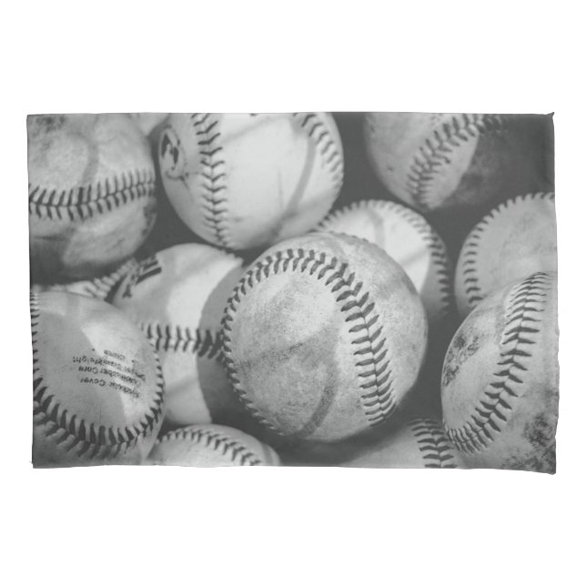 Baseballs in Black and White Pillowcase (Front)