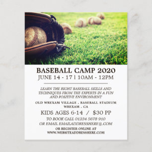 Baseballs on Field, Baseball Camp Advert Flyer