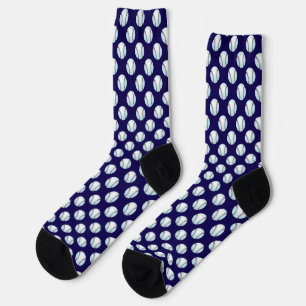 Baseballs on Team Colour Navy Blue Socks