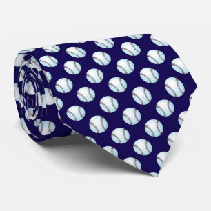 Baseballs on Team Colour Navy Blue Tie