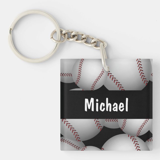Baseballs Pattern Key Ring (Front)