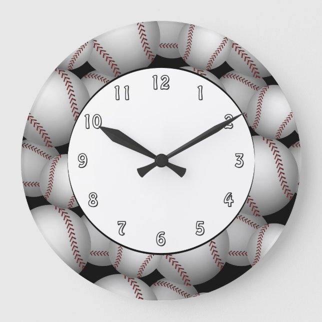 Baseballs Pattern Large Clock (Front)
