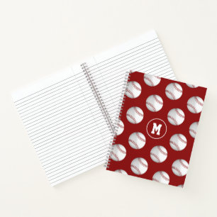 baseballs pattern monogrammed  notebook