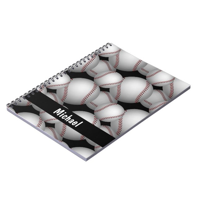 Baseballs Pattern Notebook (Left Side)