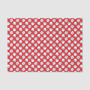 Baseballs Pattern on Red Tissue Paper