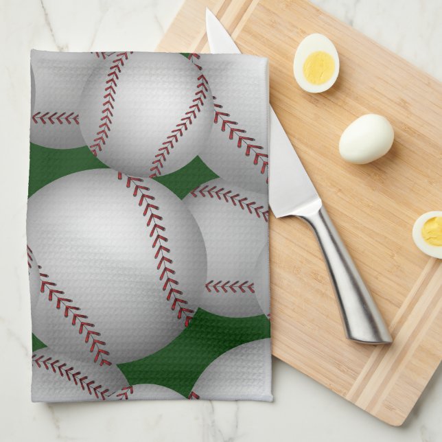 Baseballs Pattern Tea Towel (Quarter Fold)