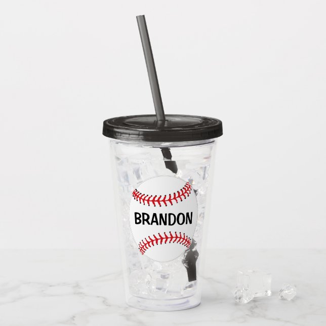 Baseballs Sports Acrylic Tumbler (Front Ice)