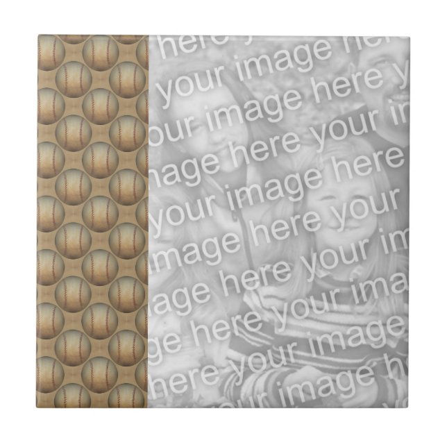 Baseballs Sports Design Your Photo Tile (Front)