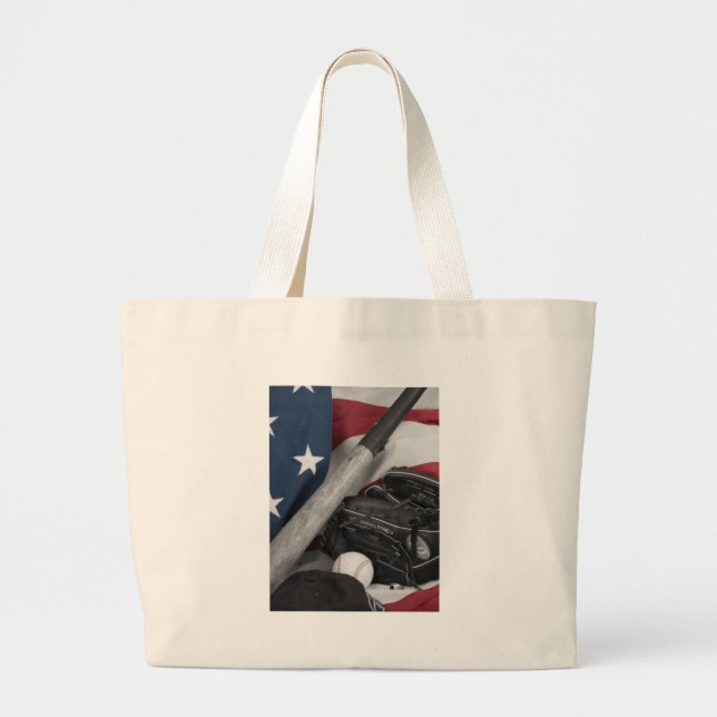 basebasll bwredblue large tote bag (Front)