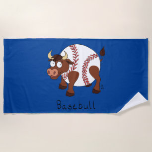 Basebull Funny Baseball Bull Beach and Sport Towel