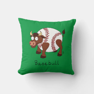 Basebull Funny Baseball Bull Pillow