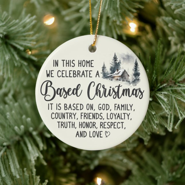 Based Christian Family Christmas  Ceramic Tree Decoration (Tree)