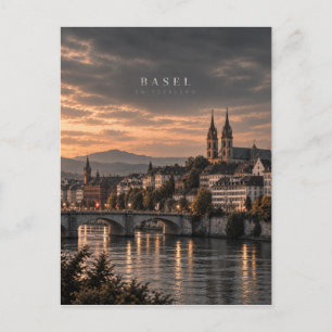 Basel Cinematic Monochrome City Art Postcard