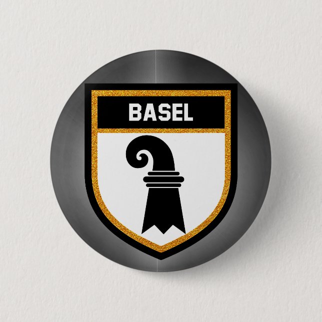 Basel  Flag 6 Cm Round Badge (Front)