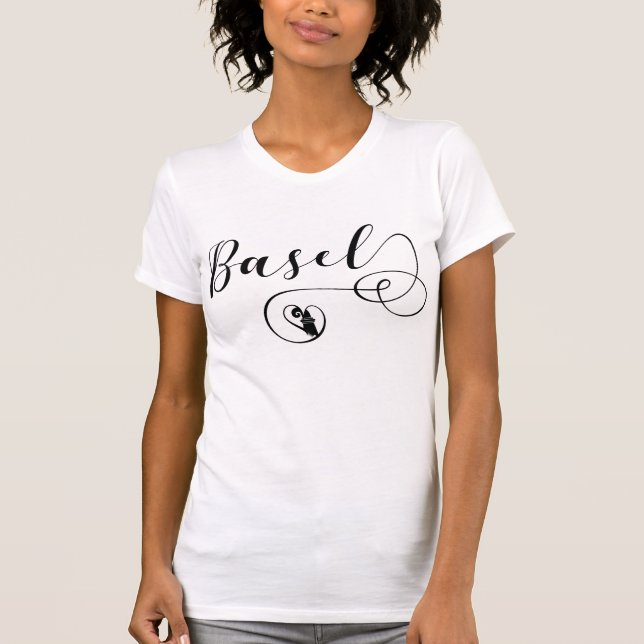 Basel Flag Heart, Basle, Switzerland T-Shirt (Front)
