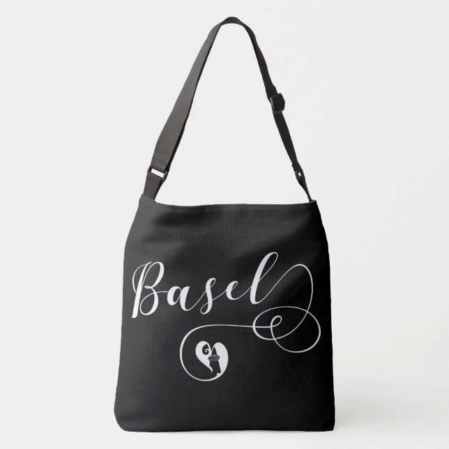 Basel Flag Heart, Switzerland, Basle Crossbody Bag (Back)