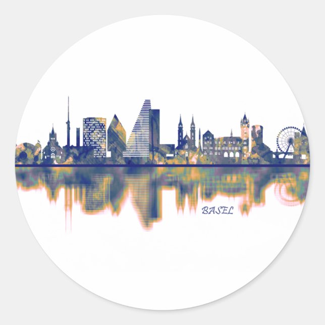 Basel Skyline Classic Round Sticker (Front)