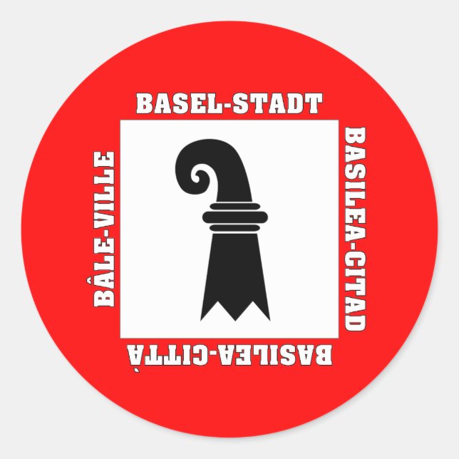 Basel Stadt Switzerland Flag Classic Round Sticker (Front)