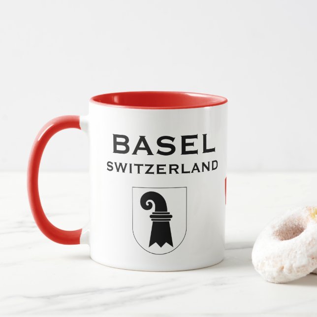 Basel Switzerland Crest Coffee Mug (With Donut)
