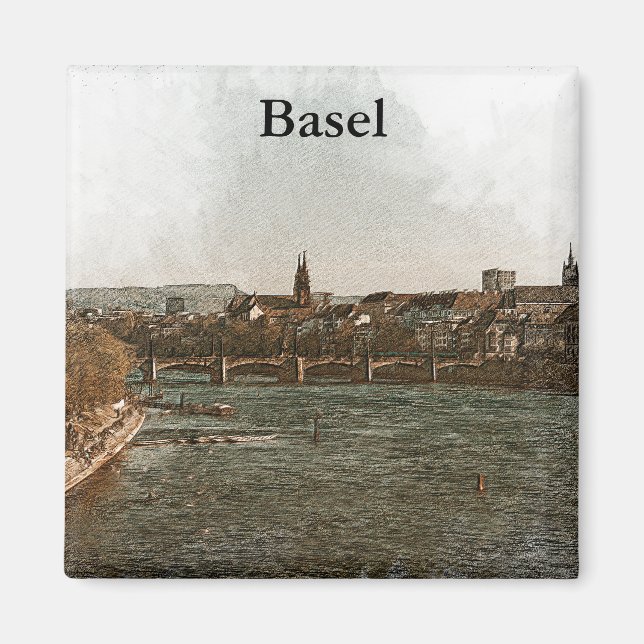 Basel , Switzerland Europe City Panorama  View Magnet (Front)