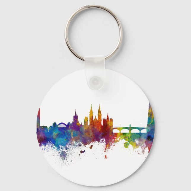 Basel Switzerland Skyline Key Ring (Front)