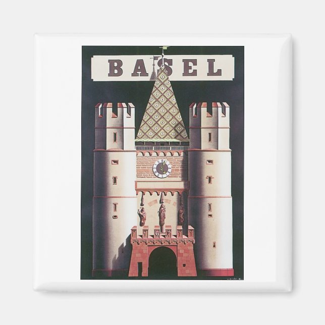 Basel Vintage Travel Poster Magnet (Front)
