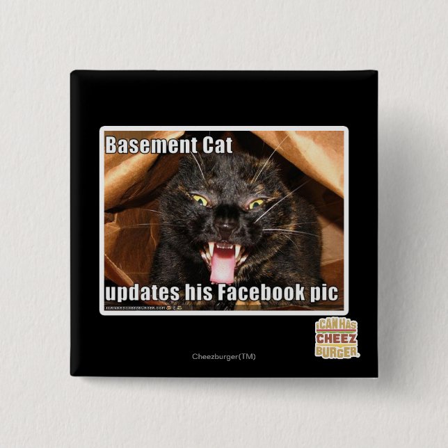 Basement Cat 15 Cm Square Badge (Front)