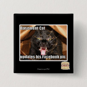Basement Cat 15 Cm Square Badge