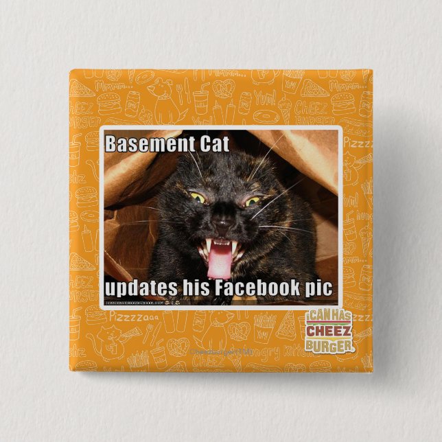 Basement Cat 15 Cm Square Badge (Front)