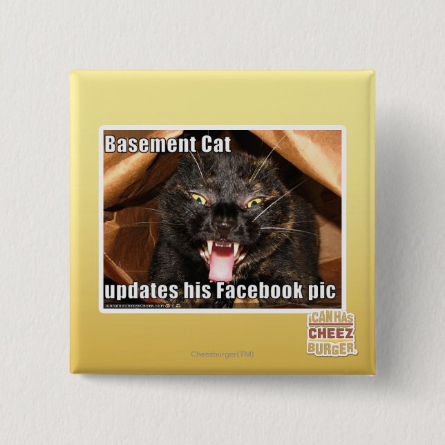 Basement Cat 15 Cm Square Badge (Front)