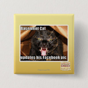Basement Cat 15 Cm Square Badge