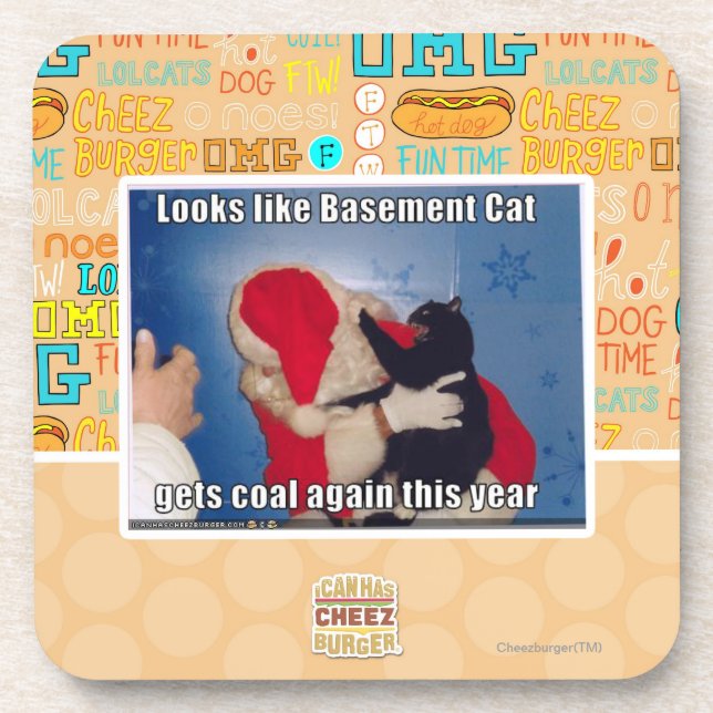 Basement Cat gets coal Coaster (Front)