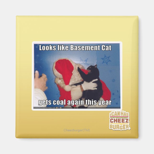 Basement Cat gets coal Magnet (Front)