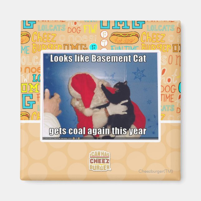 Basement Cat gets coal Magnet (Front)