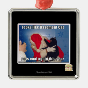Basement Cat gets coal Metal Tree Decoration