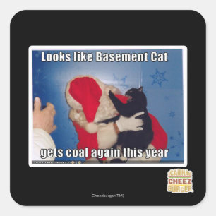 Basement Cat gets coal Square Sticker