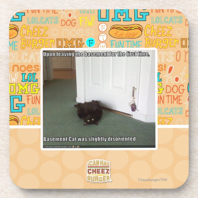 Basement Cat, slightly disoriented Coaster (Front)