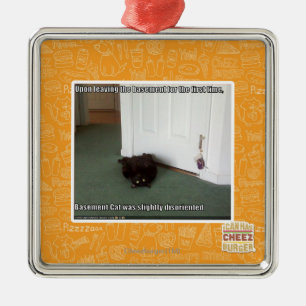 Basement Cat, slightly disoriented Metal Tree Decoration