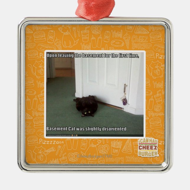 Basement Cat, slightly disoriented Metal Tree Decoration (Front)