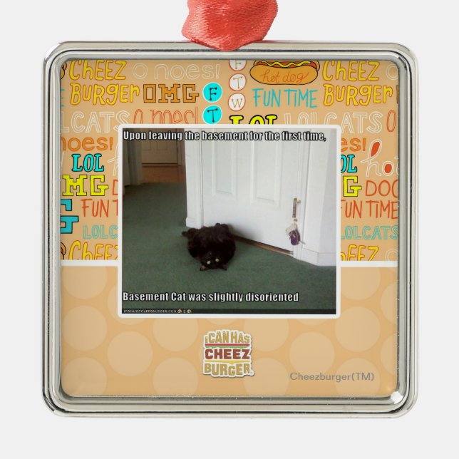 Basement Cat, slightly disoriented Metal Tree Decoration (Front)