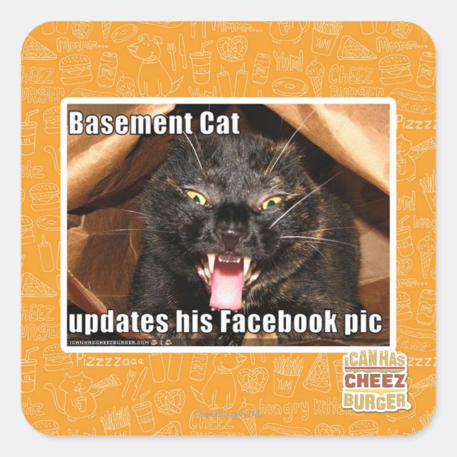 Basement Cat Square Sticker (Front)