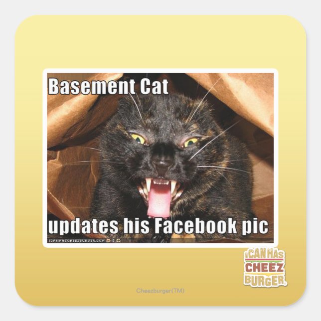 Basement Cat Square Sticker (Front)