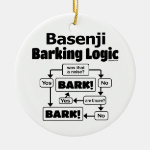Basenji Barking Logic Ceramic Tree Decoration