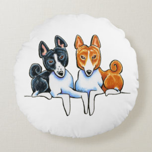 Basenji Buds Round Cushion