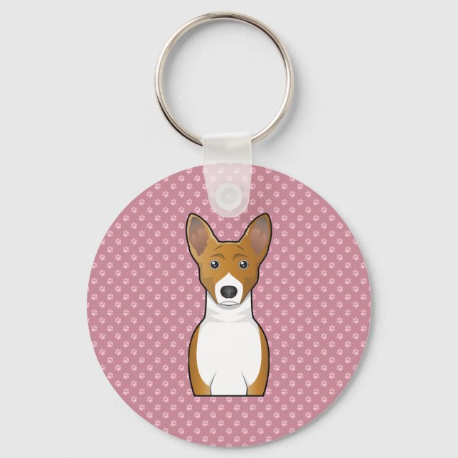 Basenji Cartoon Key Ring (Front)