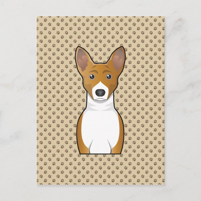 Basenji Cartoon Portrait Postcard (Front)