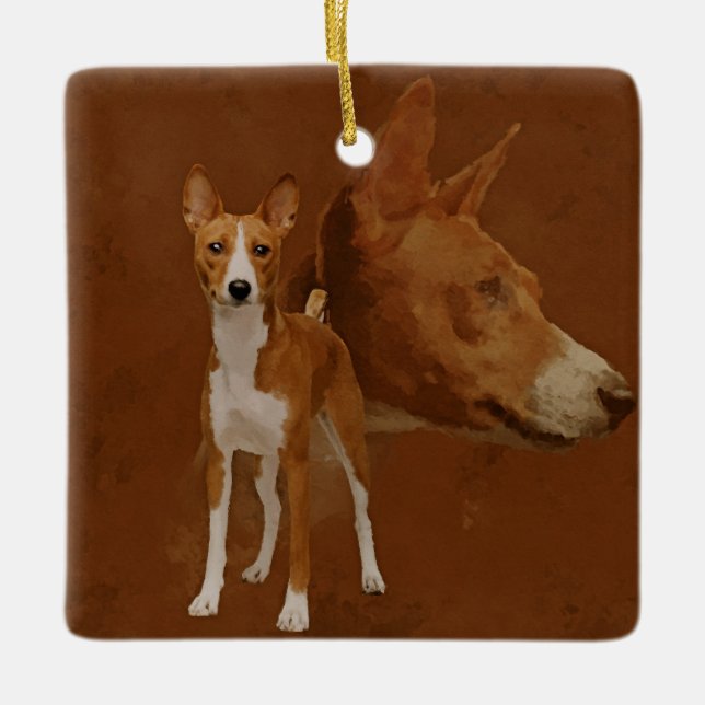 Basenji Ceramic Ornament (Front)